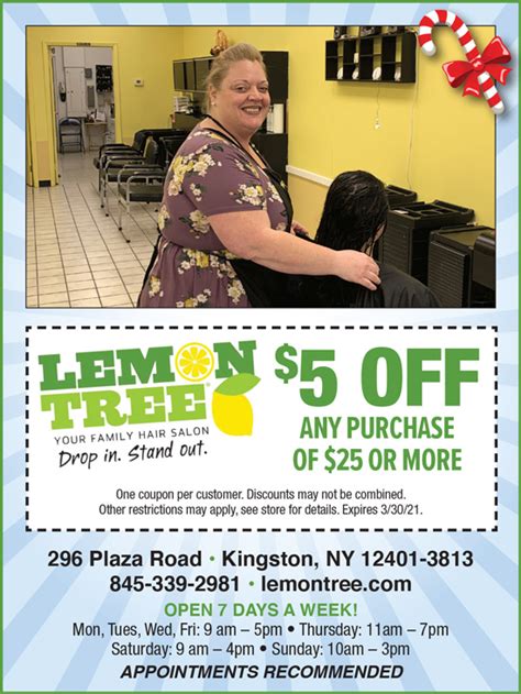 Lemon tree kingston ny. Valid only at Lemon Tree Hair Salon - Clifton Park, which is independently owned. See stylist for details. Must present prior to servicing. Cannot be combined with any other offer. ... Clifton Park, NY 12065 518-383-8092. Book Appointment; Services; Paul Mitchell; Franchise Opportunities; About; Contact / Directions; Careers; Locations ... 