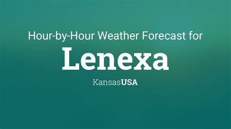 Lenexa weather hourly. Lenexa, Kansas - Current temperature and weather conditions. Detailed hourly weather forecast for today - including weather conditions, temperature, pressure, humidity, precipitation, dewpoint, wind, visibility, and UV index data. 2353658 