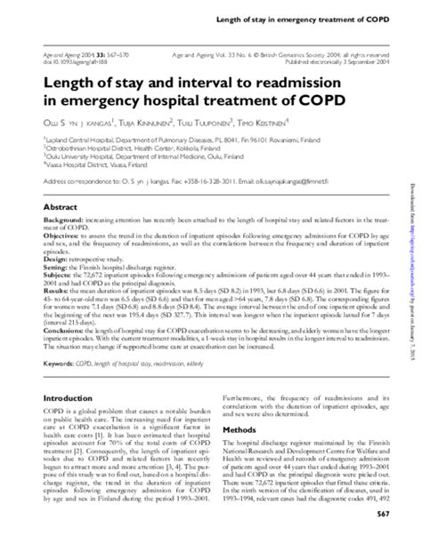 Length of stay and interval to readmission in emergency …