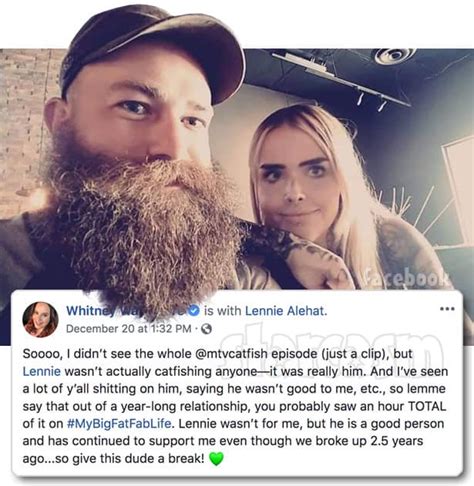 By Allie Johnson December 6, 2023. TLC’s My Big Fat Fabulous Life star Whitney Way Thore’s ex-boyfriend Lennie Alehat has just dropped a bombshell on fans. Just 35 minutes ago, he took to Instagram to introduce the love of his life to his 33K followers. A beautiful baby girl, his daughter. Genevieve.. 
