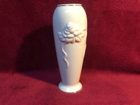 Lenox Vase with Rose Embossment, Small, Used, FLAT RATE SHIPPING