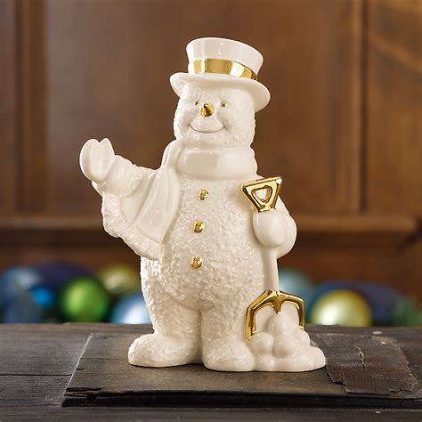 Lenox christmas snowman. This festive snowman ornament is sure to brighten the holidays, and not just because he'd tangled in a colorful string of Christmas lights! Featuring a fan-favorite holiday patterned along his scarf and a gold "2024" inscribed atop his top hat. 