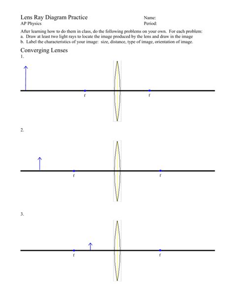 Lens Ray Diagram Practice - Studylib