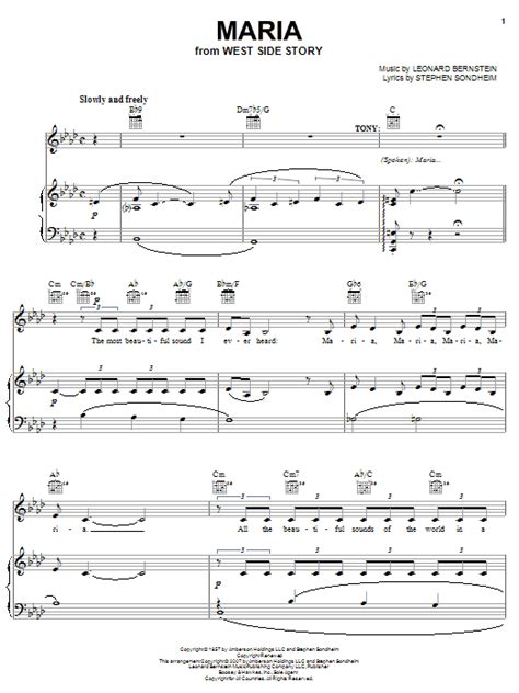 Leonard Bernstein "Maria (from West Side Story)" Sheet Music PDF Notes