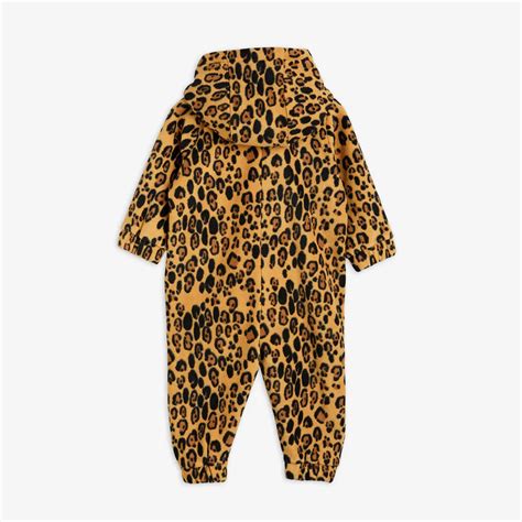 Leopard Fleece Onesie Beige Mini Rodini US