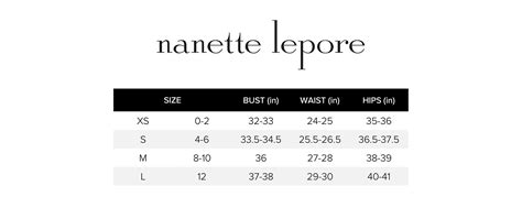 Lepore Size Guide