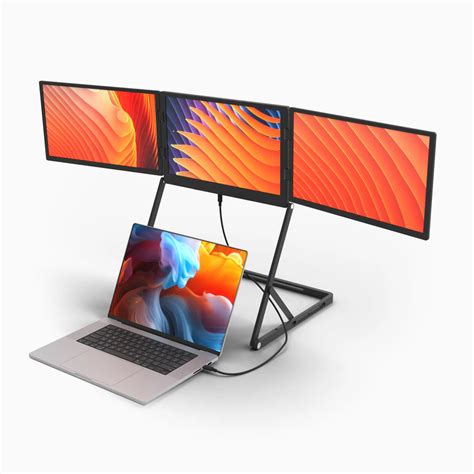 Lepow portable monitor stand.  With three 15.  It has good enough picture quality for a p...