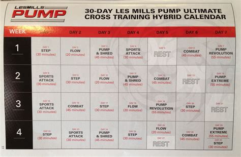 Les Mills Pump Calendar Donald McArthur Fitness Les mills pump, I