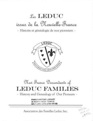 Les leduc issus de la nouvelle france. - Christianitys family tree participants guide by adam hamilton.