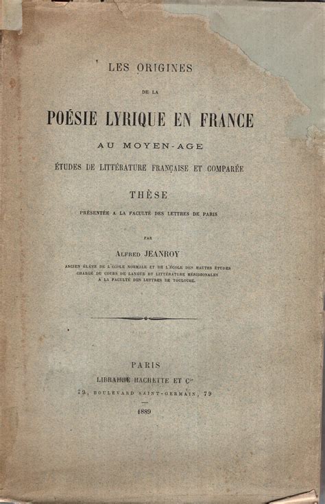 Les origines de la poésie lyrique en france au moyen âge. - Owners manual panasonic ag hpx 170.