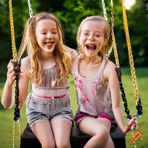Lesbians swing naked. .  ...