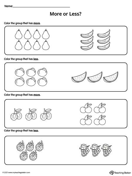 Less and More Worksheet Have Fun Teaching