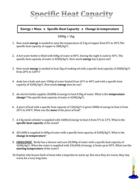 Lesson 1 Specific Heat Capacity WS key