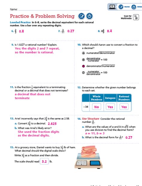 Lesson 1 problem solving practice rational numbers answers.  It works by t...