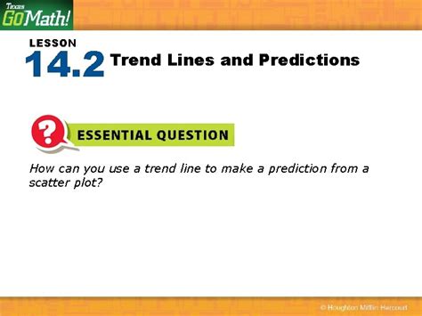 Lesson 14 2 trend lines and predictions answer key.  A scatter plot wa...