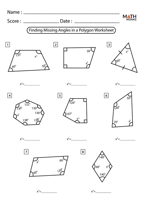 Lesson 4 Homework Practice Polygons and Angles Find the sum of the int