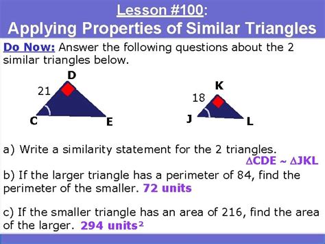 Lesson 7 4 Applying Properties Of Similar Triangles Answers
