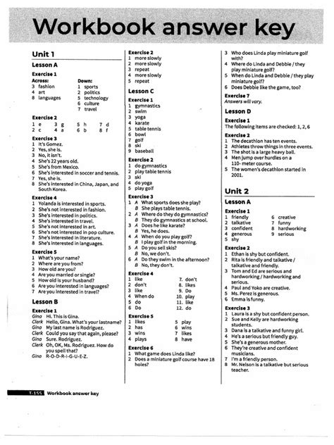 Lesson 7 Vocabulary Packet Answer Key