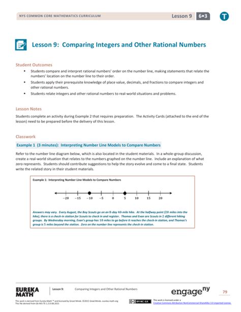 Lesson 9: Comparing Integers and Other Rational Numbers