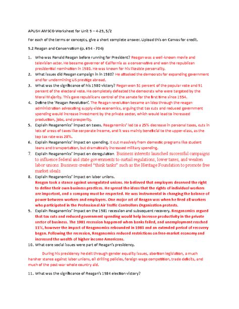 Lesson Apush Handout 11 Answers