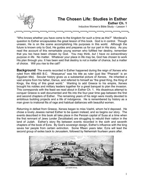 Lesson One Esther Chapter 1