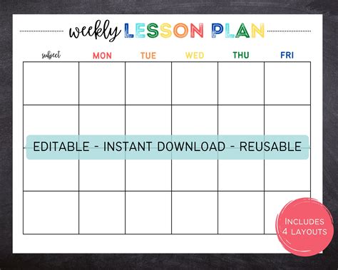 Lesson Plan Calendar Template PDF Template