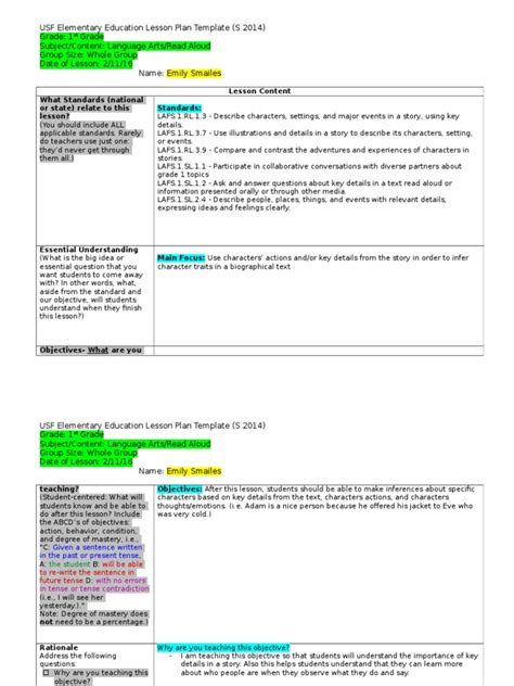 Lesson Plan Read Aloud PDF Teaching Method Lesson Plan