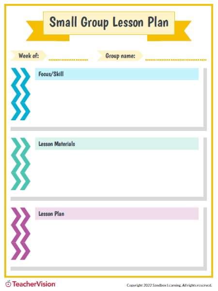Lesson Plan Template Small Group Lesson Plan Template
