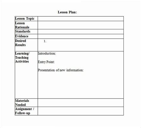 Lesson Plan Template for College Instructors Elegant 10 Sample Lesson