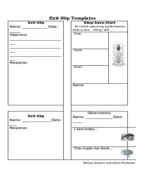 Lesson Plan Visualizing Health and Safety Exit tickets template