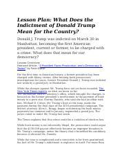 Lesson Plan What Does the Indictment of Donald Trump Mean for the