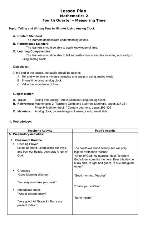 Lesson Plan in Math II
