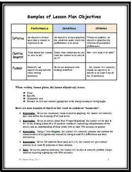 Lesson Plans And Writing Objectives
