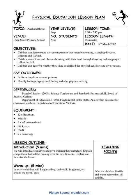 Lesson Plans for PE Lesson Plan Learning