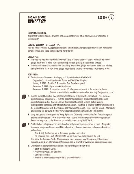 Lesson plan on outcomes of democracy.  Students will explore how democracy delivers ...