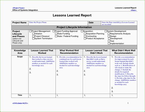 Lessons Learned Template Excel, Lessons Learned Template Excel Download