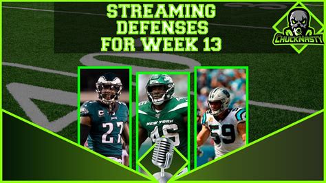 See which other defenses make Alex Gelhar's list of streaming options for Week 5 of the fantasy season. ... Let's get to it. Philadelphia Eagles D/ST (27.6 percent owned) at Detroit Lions .... 