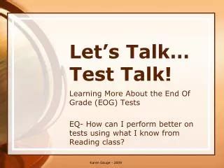 Let's talk testing