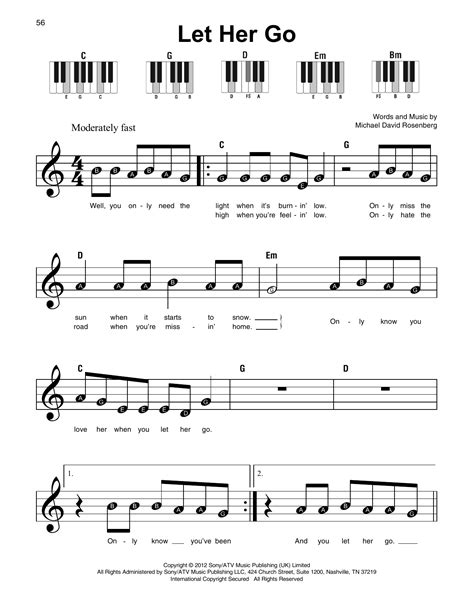 Let Her Go Keyboard Notes Easy