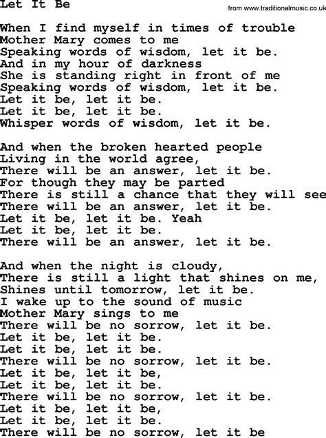 Let it be lyrics. Things To Know About Let it be lyrics. 