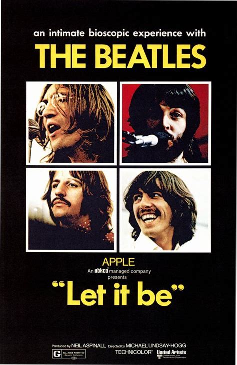 Let it be movie. Wikipedia entry (edited): “Let It Be” is a 1970 British documentary film starring the Beatles and directed by Michael Lindsay-Hogg. The film documents the group rehearsing and recording songs for their twelfth studio album “Let It Be”, in January 1969. The film includes an unannounced rooftop concert by the group, … 