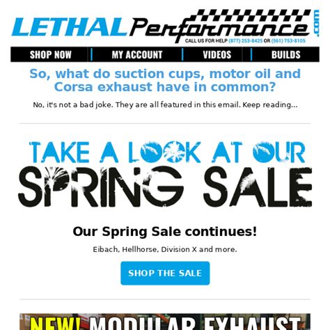 Dec 31, 2015 · BRING in the NEW YEAR with 10% OFF at LethalPerformance.com* with coupon code "NEWYEAR"!! * Sale ends 1/04/2016. Some Exclusions may apply. Call 877-2-LETHAL or Visit LethalPerformance.com Today! . 