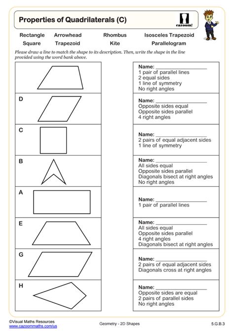 Lets Practice Geometry Quadrilaterals Answer Key