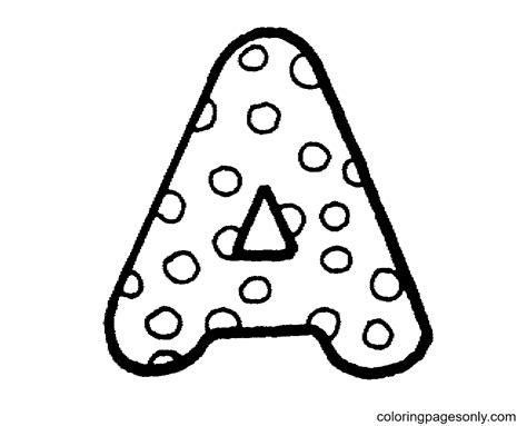 Letter A with Polka Dot Coloring Pages Letter A Coloring Pages