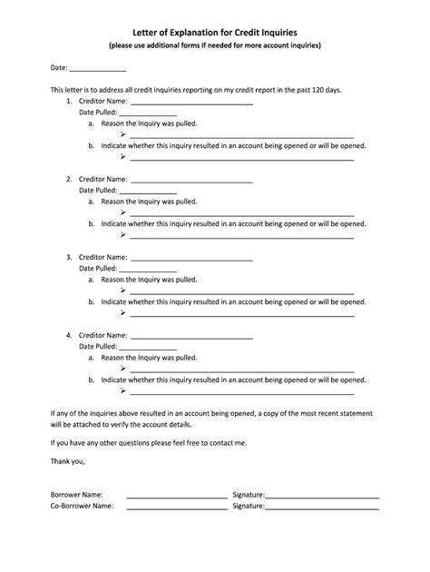 Letter Explanation Inquiries Form Fill Out and Sign Printable PDF