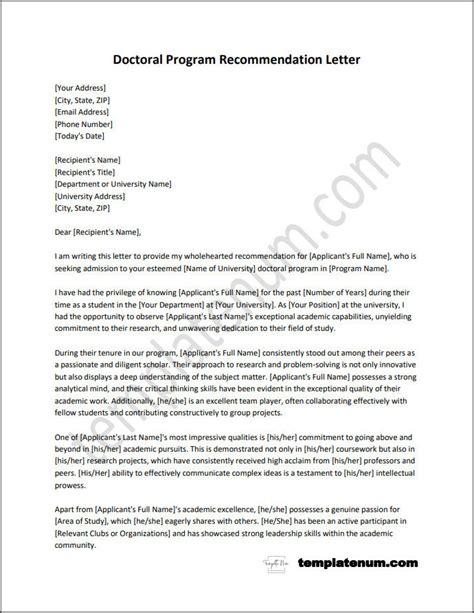 Letter For Doctoral Program Sample The Document Template