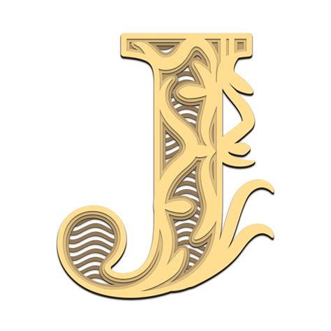 Letter J 3D Layered SVG Digital File Letters J 3D Layered for Etsy