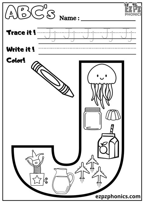 Letter J Coloring Shee