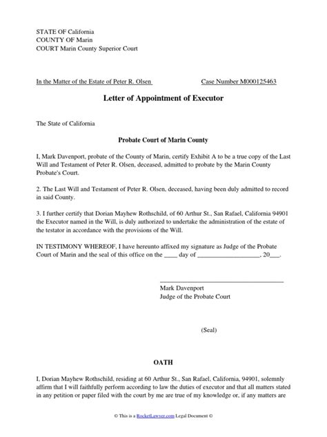 Letter Of Execuroship Requirements After Death Executor Guide For