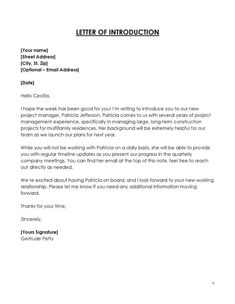 Letter Of Introduction Example Elegant Sample Introduction Letters